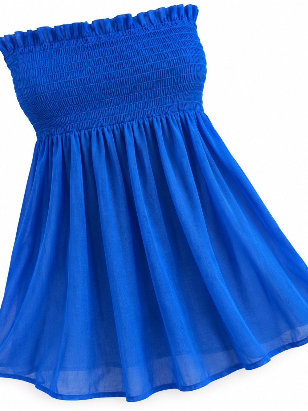 NWT Blue Smocked Strapless Swim Cover-Up